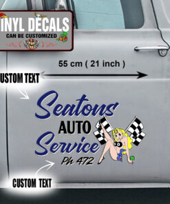 2 Pcs Personalized Hot Rod Garage Vinyl Sticker 09885