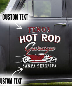 2 Pcs Personalized Hot Rod Lettering Speed Shop Kustom Kulture Vintage Garage Pinstriping Set 02 Vinyl Stickers 09727