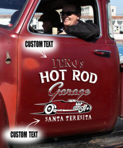 2 Pcs Personalized Hot Rod Lettering Speed Shop Kustom Kulture Vintage Garage Pinstriping Set 02 Vinyl Stickers 09727