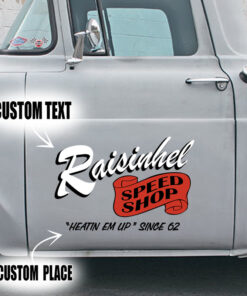 2 Pcs Personalized Hot Rod Lettering Speed Shop Kustom Kulture Vintage Garage Set 02 Vinyl Stickers 09726