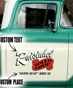 2 Pcs Personalized Hot Rod Lettering Speed Shop Kustom Kulture Vintage Garage Set 02 Vinyl Stickers 09726