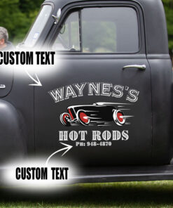 2 Pcs Personalized Hot Rod Lettering Speed Shop Garage Set 02 Vinyl Stickers 09729