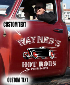2 Pcs Personalized Hot Rod Lettering Speed Shop Garage Set 02 Vinyl Stickers 09729