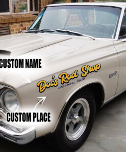 2 Pcs Personalized Hot Rod Shop Speed Shop Crowl Hood Decor Vinyl Sticker 10011