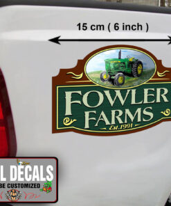 2 Pcs Personalized John Deere Farm Ranch Truck Truck Lettering Vinyl Sticker 10069