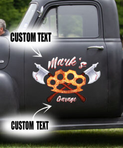 2 Pcs Personalized Knuckle Garage Hot Rod Speed Shop Set 02 Vinyl Stickers 09760