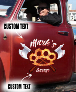 2 Pcs Personalized Knuckle Garage Hot Rod Speed Shop Set 02 Vinyl Stickers 09760