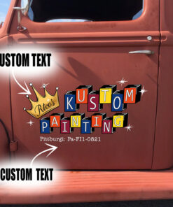 2 Pcs Personalized Kustom Panting Hot Rod Set 02 Vinyl Stickers 09735