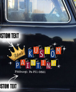 2 Pcs Personalized Kustom Panting Hot Rod Set 02 Vinyl Stickers 09735