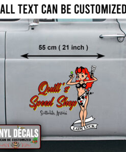 2 Pcs Personalized Lady Luck Hot Rod Garage Vintage Garage Vinyl Sticker 09895