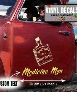 2 Pcs Personalized Medicine Man Hot Rod Garage Vinyl Sticker 10045