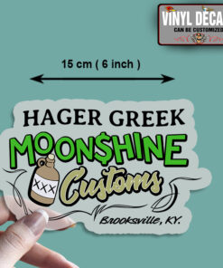 2 Pcs Personalized Moonshine Custom Hot Rod Garage Pinstripe Lettering Vinyl Sticker 09959