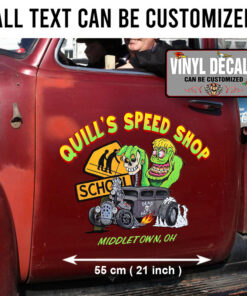 2 Pcs Personalized Old School Hot Rod Garage Lowbrow Art Vintage Garage Vinyl Sticker 09892