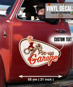 2 Pcs Personalized Pin-Up Garage Hot Rod Garage Vintage Door Lettering Vinyl Sticker 10073