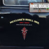 2 Pcs Personalized Pinstripe Hot Rod Garage Lettering Speed Shop Set 02 Vinyl Stickers 09861