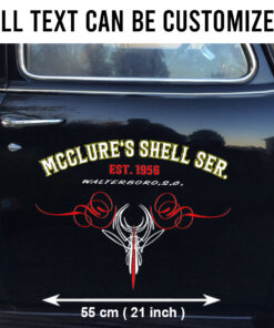 2 Pcs Personalized Pinstripe Hot Rod Garage Lettering Speed Shop Set 02 Vinyl Stickers 09864