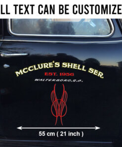 2 Pcs Personalized Pinstripe Hot Rod Garage Lettering Speed Shop Set 02 Vinyl Stickers 09865