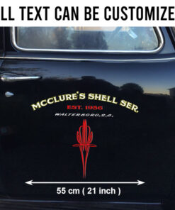 2 Pcs Personalized Pinstripe Hot Rod Garage Lettering Speed Shop Set 02 Vinyl Stickers 09867