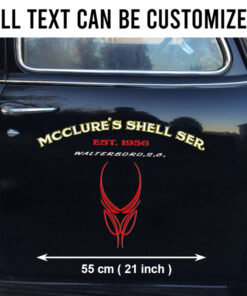 2 Pcs Personalized Pinstripe Hot Rod Garage Lettering Speed Shop Set 02 Vinyl Stickers 09868