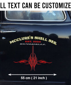 2 Pcs Personalized Pinstripe Hot Rod Garage Lettering Speed Shop Set 02 Vinyl Stickers 09869