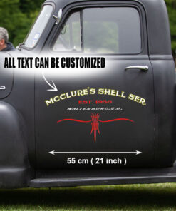 2 Pcs Personalized Pinstripe Hot Rod Garage Vinyl Stickers 09686