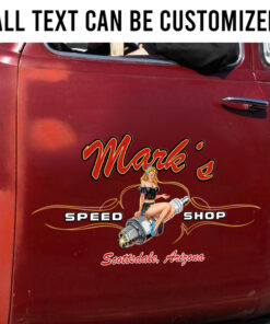 2 Pcs Personalized Pinup Candle Spark Plugs Hot Rod Garage Set 02 Vinyl Stickers 09789