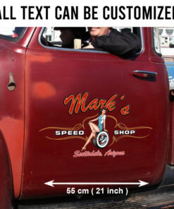 2 Pcs Personalized Pinup Girl Spark Plug Car Lettering Pinstriping Set 02 Vinyl Stickers 09870