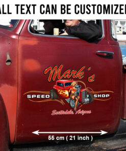 2 Pcs Personalized Pinup Girl Spark Plug Hot Rod Garage Pinstriping Set 02 Vinyl Stickers 09872