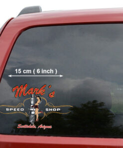 2 Pcs Personalized Pinup Girl Spark Plug Hot Rod Garage Pinstriping Set 02 Vinyl Stickers 09874
