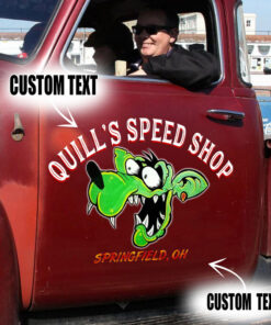 2 Pcs Personalized Rat Face Hot Rod Garage Set 02 Vinyl Stickers 09787