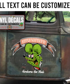 2 Pcs Personalized Rat Fink Hardcore Hot Rods Vinyl Sticker 10271