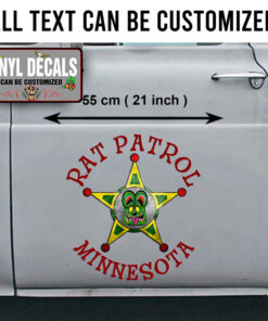 2 Pcs Personalized Rat Patrol Hot Rod Garage Rat Rod Door Art Lettering Vinyl Sticker 10077