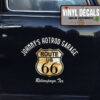 2 Pcs Personalized Route 66 Hot Rod Garage Speed Shop Pinstriping Lettering Set 02 Vinyl Stickers 09842