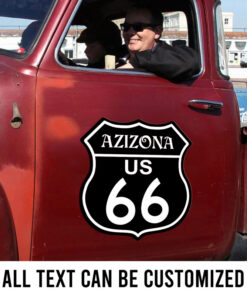 2 Pcs Personalized Route 66 Hot Rod Vinyl Sticker 09698