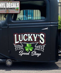 2 Pcs Personalized Shamrock Garage Lettering Vinyl Sticker 10277