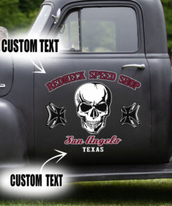 2 Pcs Personalized Skull Hot Rod Garage Set 02 Vinyl Stickers 09724