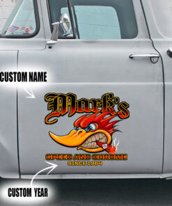 2 Pcs Personalized Speed And Chrome Hot Rod Shop Set 02 Vinyl Stickers 09710