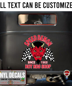 2 Pcs Personalized Speed Demon Hot Rod Shop Vinyl Sticker 10270