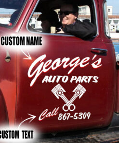 2 Pcs Personalized Speed Shop Auto Parts Set 02 Vinyl Stickers 09712
