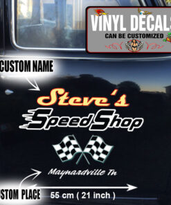 2 Pcs Personalized Speed Shop Hot Rod Rat Rod Kustom Lettering Vinyl Sticker 10014