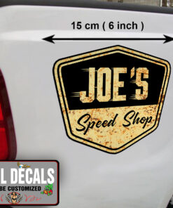 2 Pcs Personalized Speed Shop Hot Rod Garage Rat Rod Door Lettering Vinyl Sticker 10079