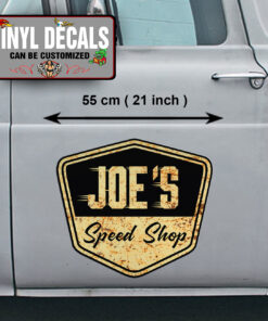 2 Pcs Personalized Speed Shop Hot Rod Garage Rat Rod Door Lettering Vinyl Sticker 10079