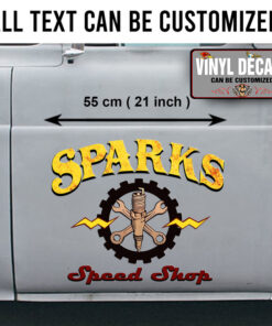 2 Pcs Personalized Speed Shop Hot Rod Garage Vinyl Sticker 10042