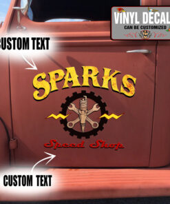 2 Pcs Personalized Speed Shop Hot Rod Garage Vinyl Sticker 10042