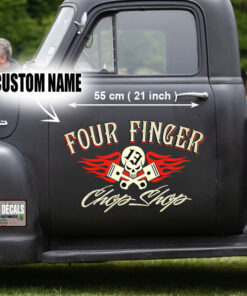 2 Pcs Personalized Speed Shop Hot Rod Vinyl Stickers 09295