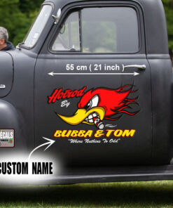 2 Pcs Personalized Speed Shop Hot Rod Vinyl Stickers 09359