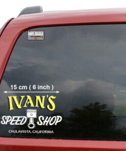 2 Pcs Personalized Speed Shop Hot Rod Vinyl Stickers 09421