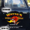 2 Pcs Personalized Speed Shop Hot Rod Vinyl Stickers 09652