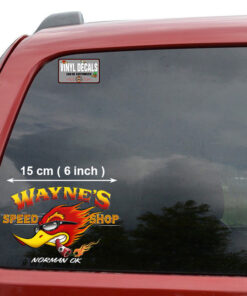 2 Pcs Personalized Speed Shop Hot Rod Vinyl Stickers 09652