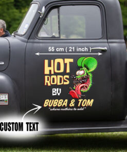 2 Pcs Personalized Speed Shop Hot Rod Vinyl Stickers 09653